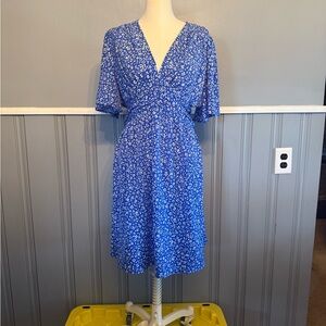 SHEIN Blue Flutter Sleeve Midi Sundress